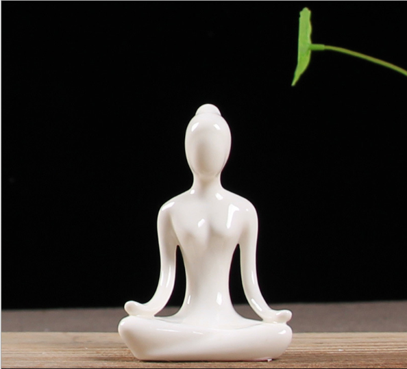 6 Yoga Figurines, Ceramic Yoga Pose Statues