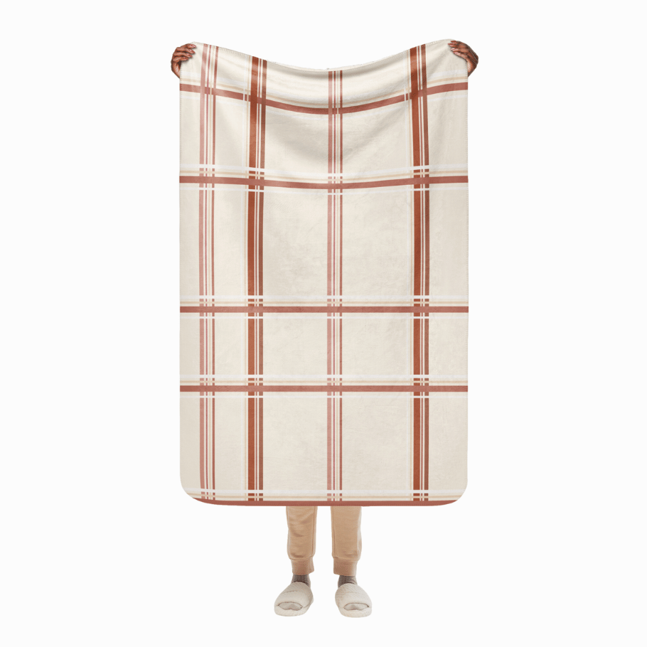 Terracotta Plaid Sherpa Blanket
