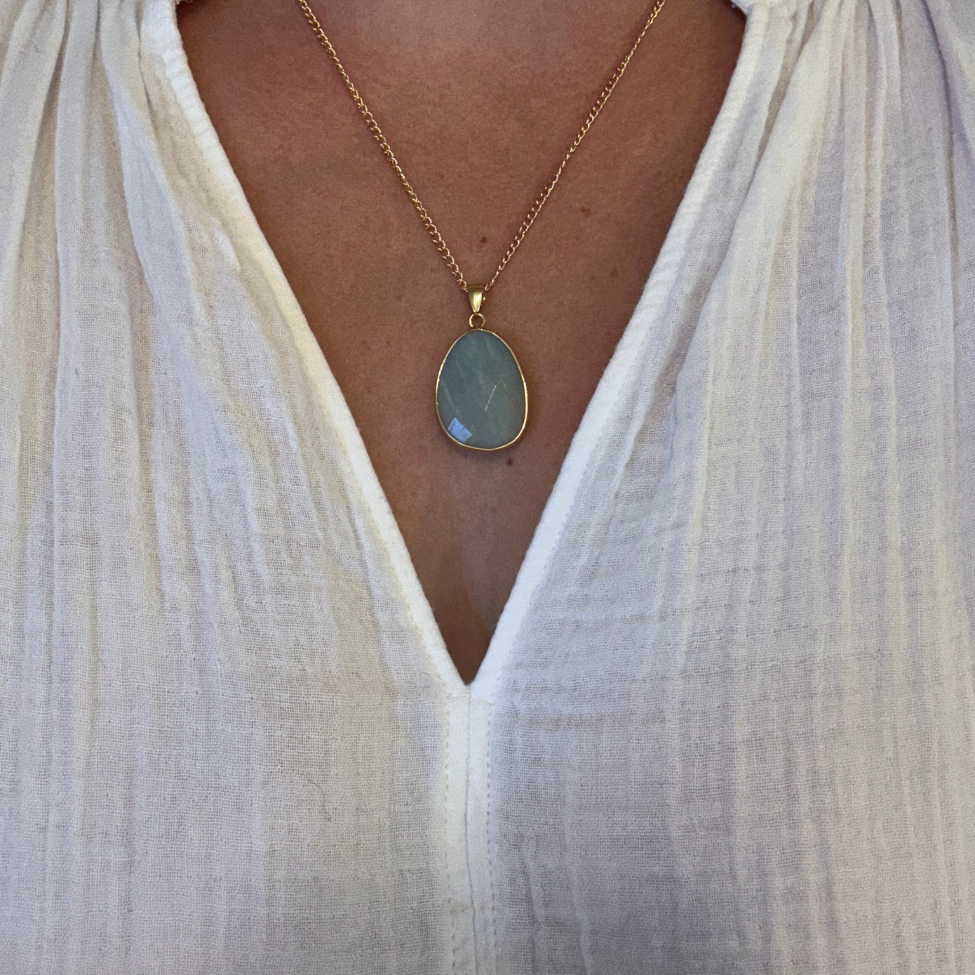Amazonite Teardrop Pendant Necklace