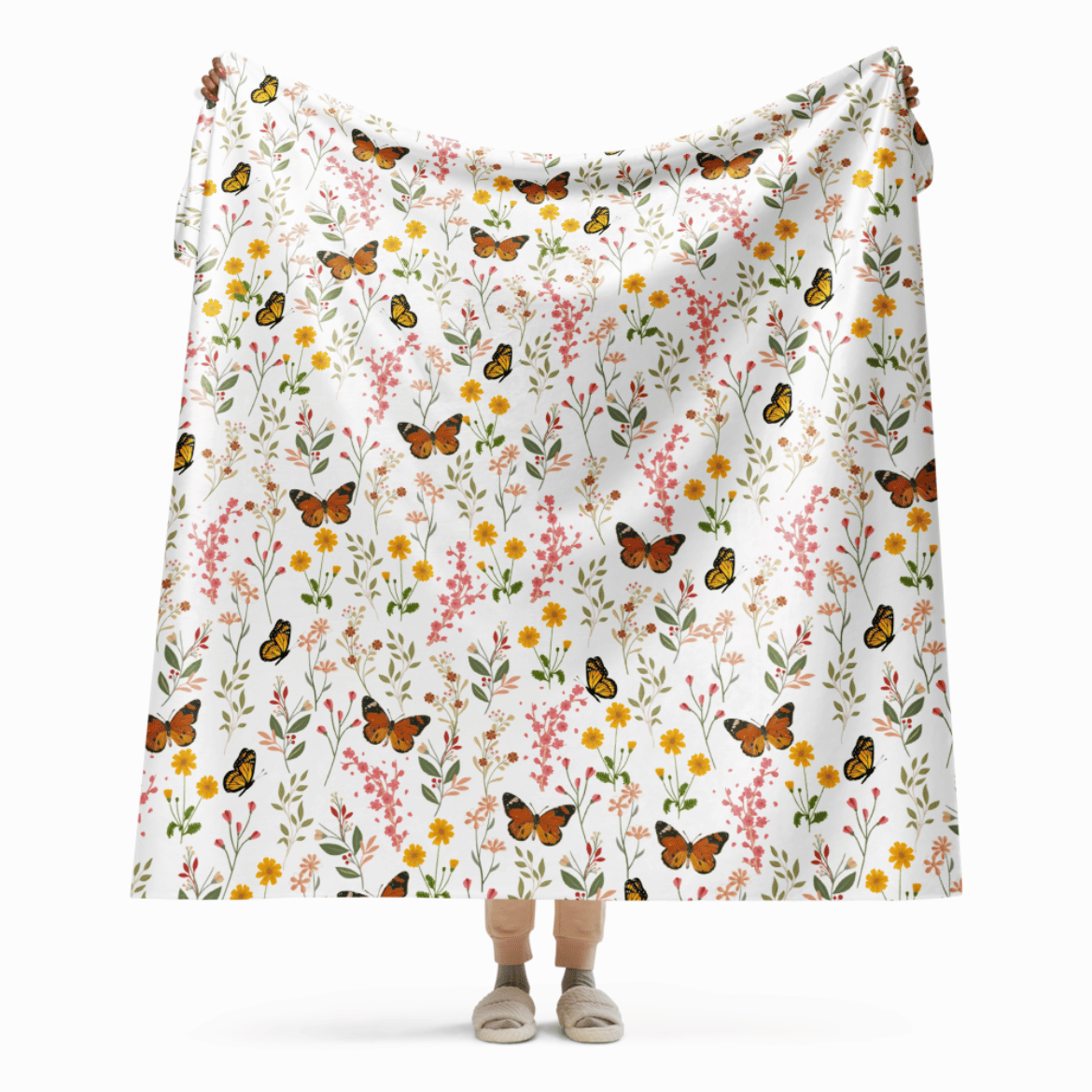 Butterfly Garden Sherpa Blanket