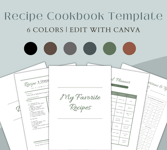 Customizable Cookbook Template: 6 Dark Colors