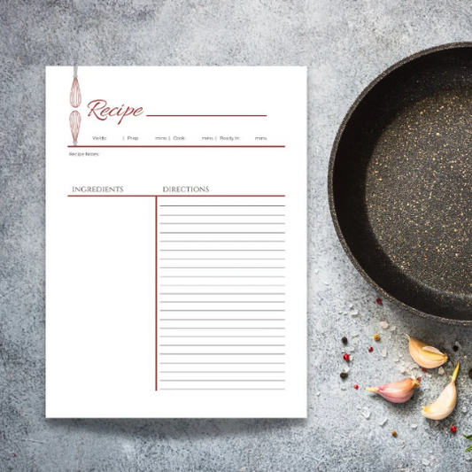 Red Whisk Recipe Card Template