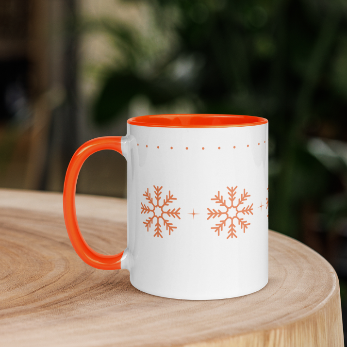 Orange Snowflakes Mug