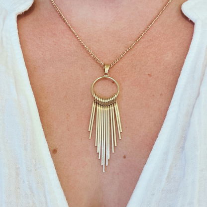 Tassel Pendant Necklace, Gold 18-inches