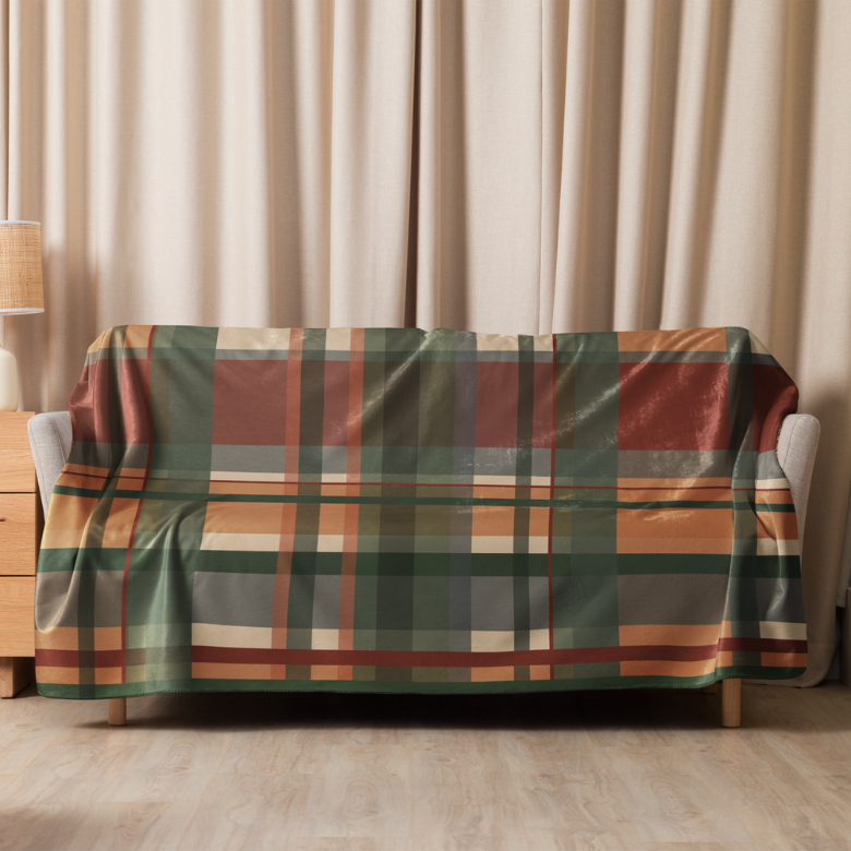 Green Plaid Sherpa Blanket