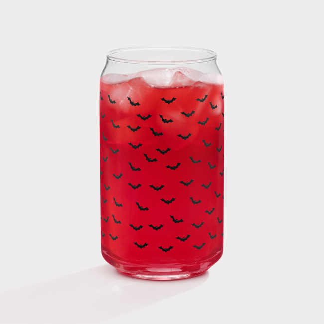 Bats Glass Cup with Lid and Straw