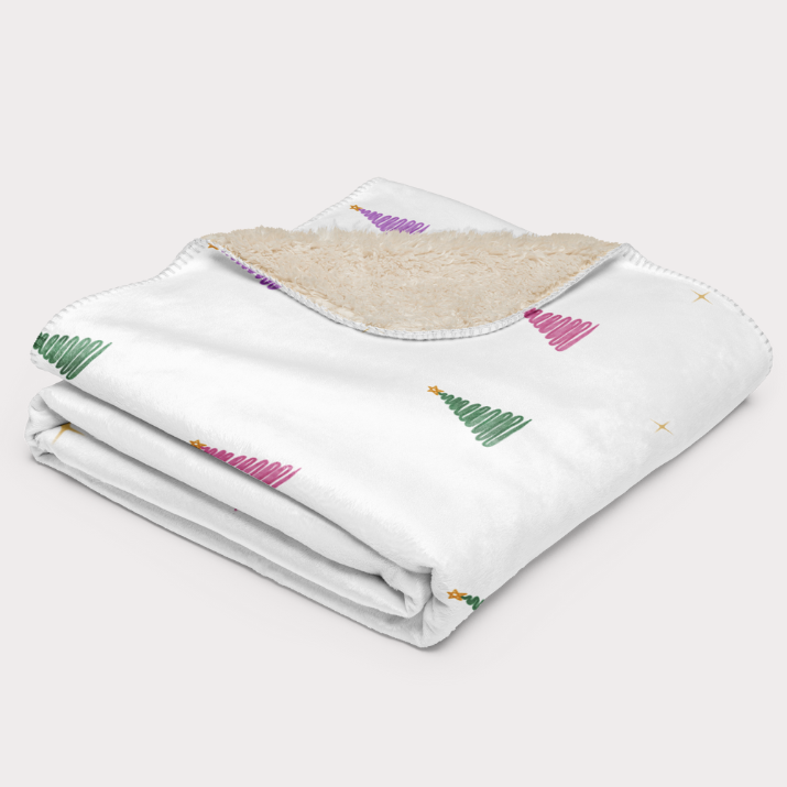 Colorful Trees Sherpa Blanket