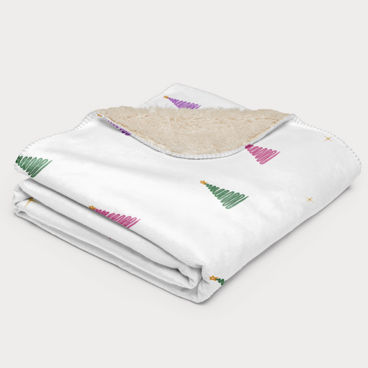 Colorful Trees Sherpa Blanket