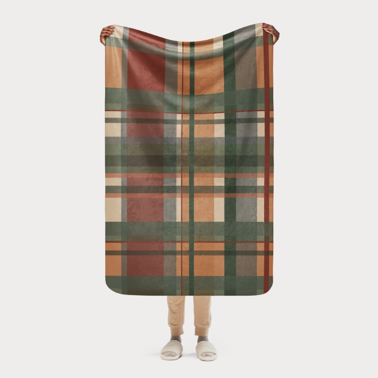 Green Plaid Sherpa Blanket