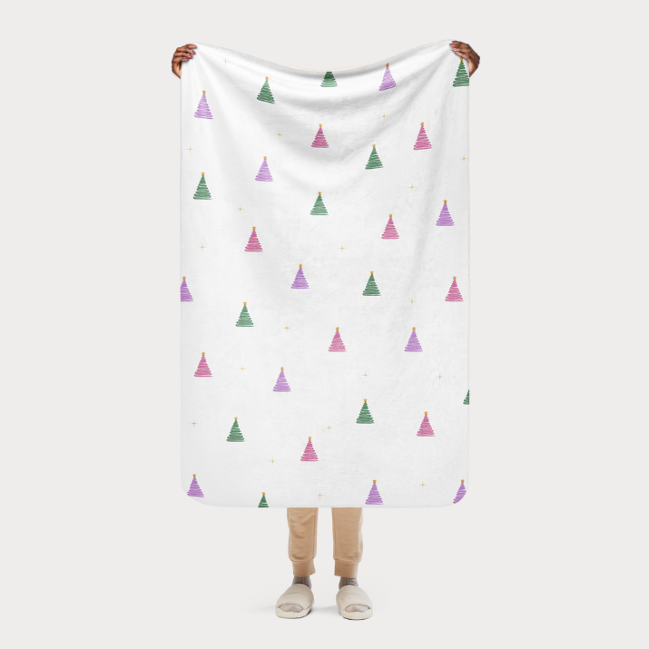 Colorful Trees Sherpa Blanket