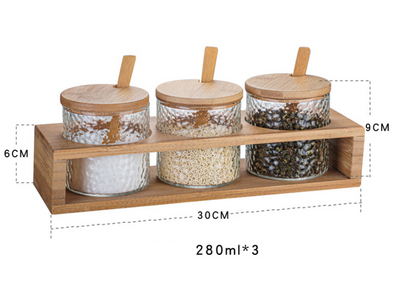 Bamboo Seasoning Container Set with Lids