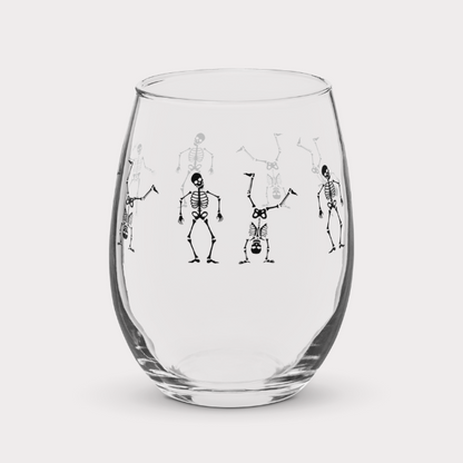 Dancing Skeletons Stemless Wine Glass