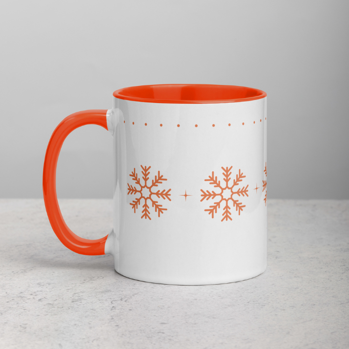 Orange Snowflakes Mug