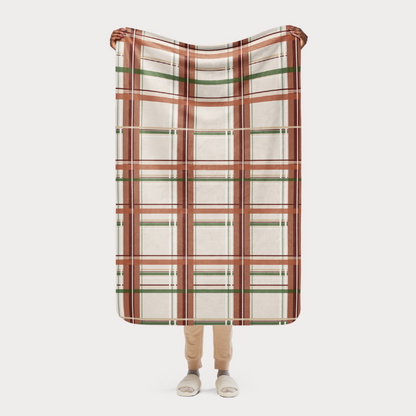 Beige & Green Sherpa Blanket