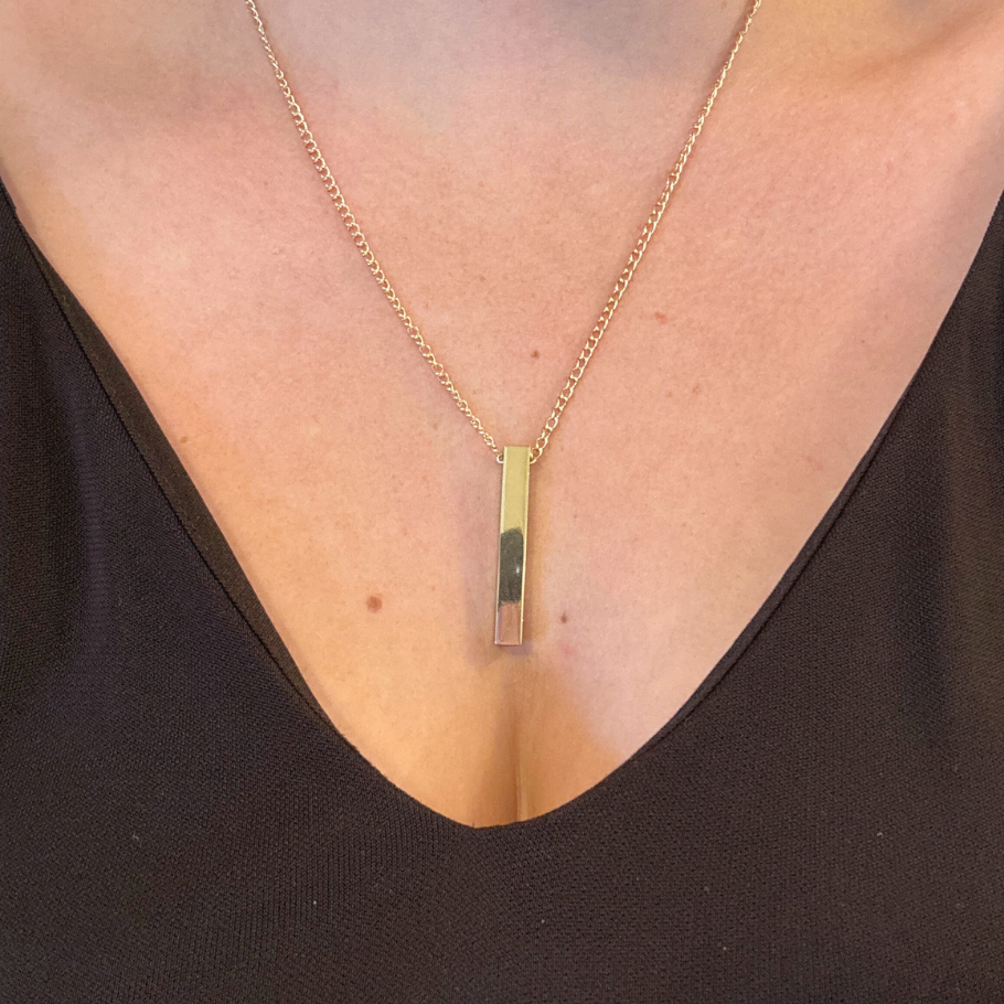 Gold Bar Pendant Necklace, Gold 20 inches