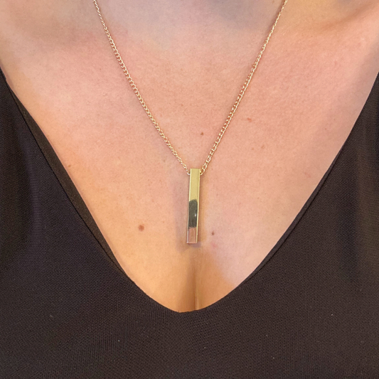 Gold Bar Pendant Necklace, Gold 20 inches
