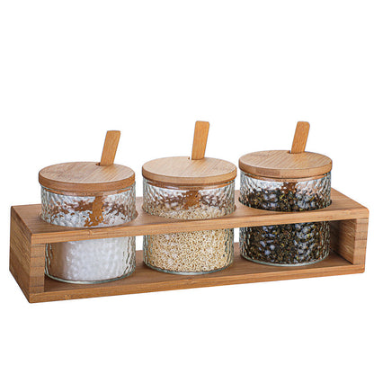 Bamboo Seasoning Container Set with Lids