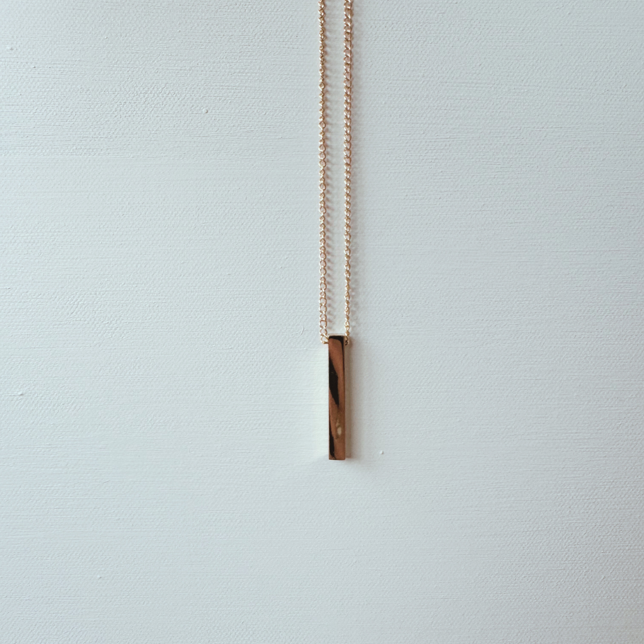 Gold Bar Pendant Necklace, Gold 20 inches