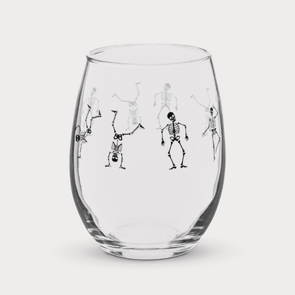 Dancing Skeletons Stemless Wine Glass