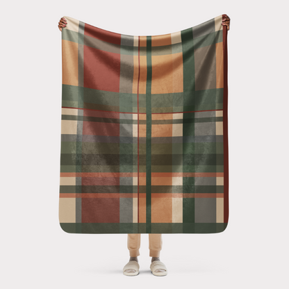 Green Plaid Sherpa Blanket