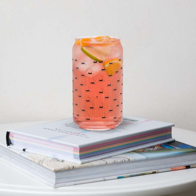 Witch Hats Glass Cup with Lid and Straw