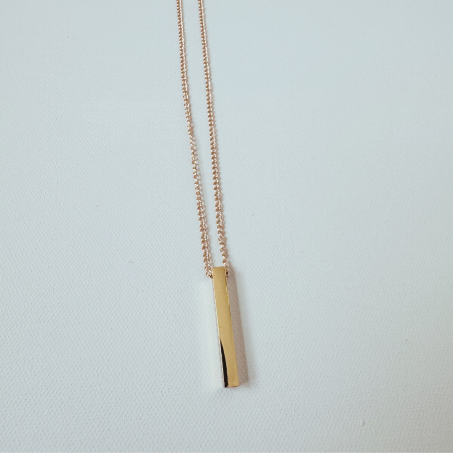 Gold Bar Pendant Necklace, Gold 20 inches