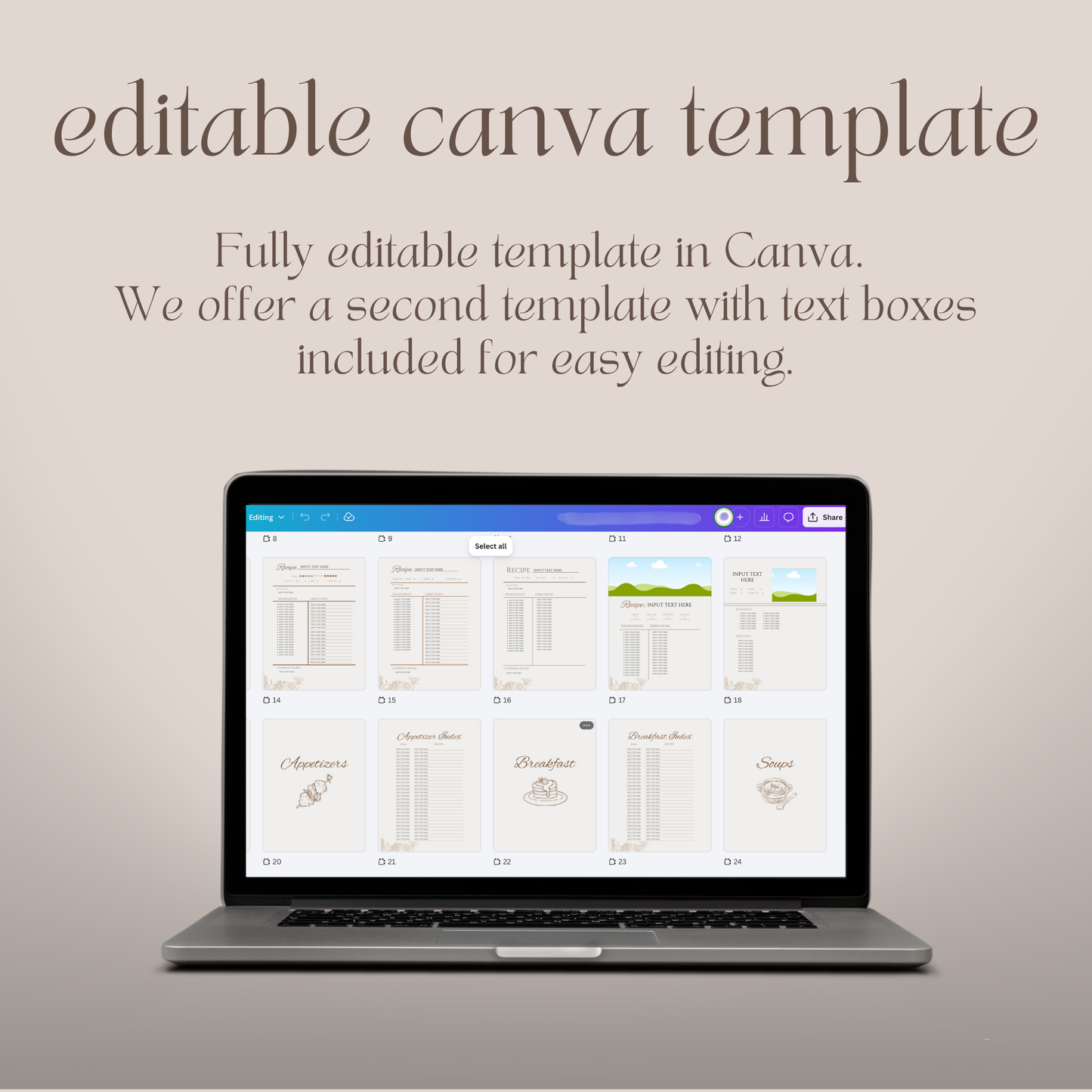 Family Cookbook Template: Print or E-book