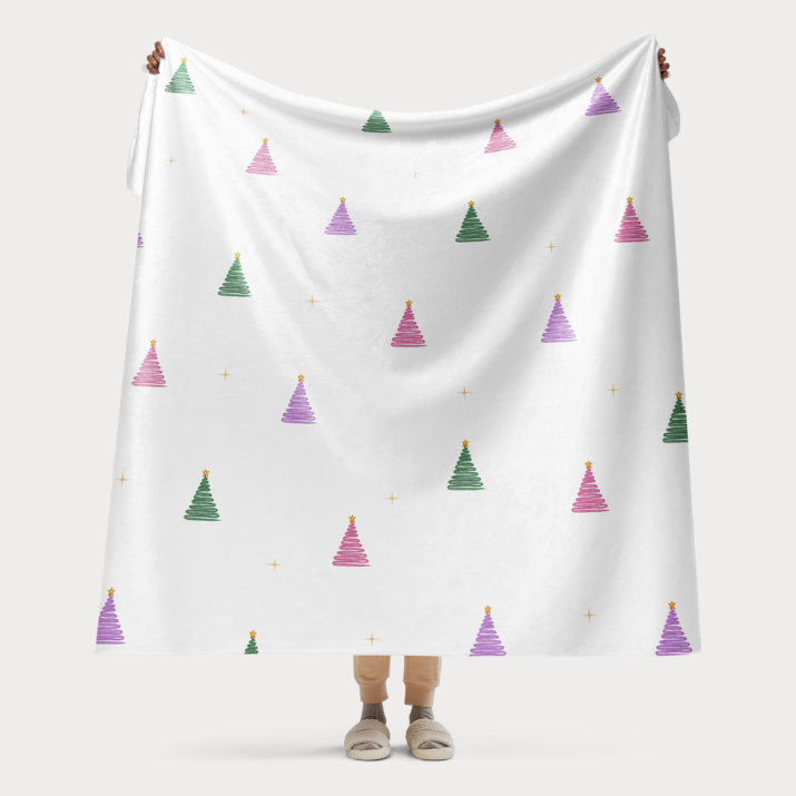 Colorful Trees Sherpa Blanket