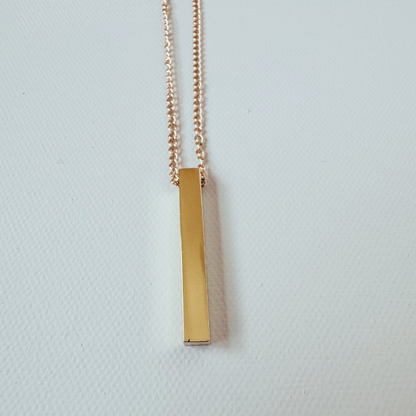 Gold Bar Pendant Necklace, Gold 20 inches
