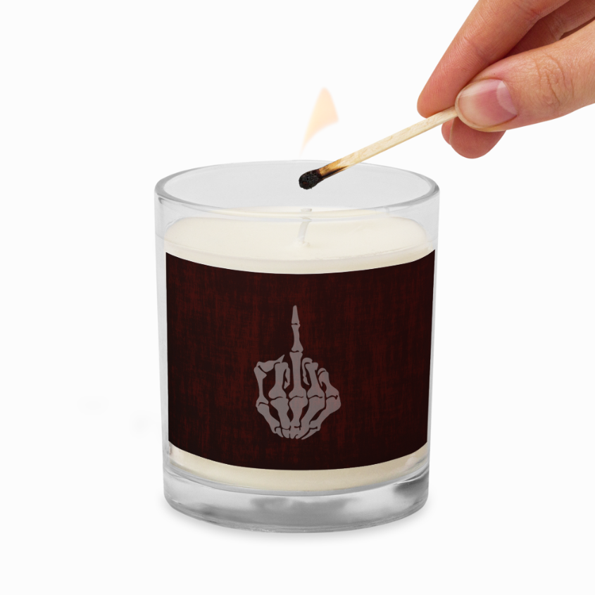 Skeleton Middle Finger Halloween Candle