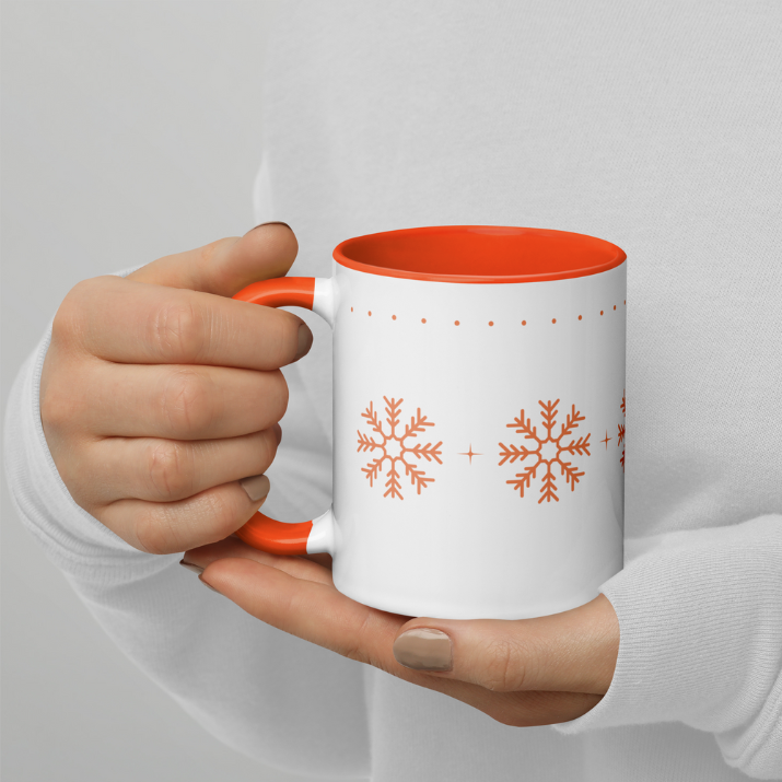 Orange Snowflakes Mug