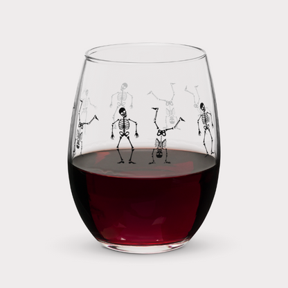 Dancing Skeletons Stemless Wine Glass