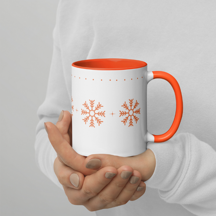 Orange Snowflakes Mug