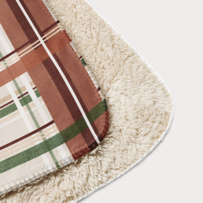 Beige & Green Sherpa Blanket