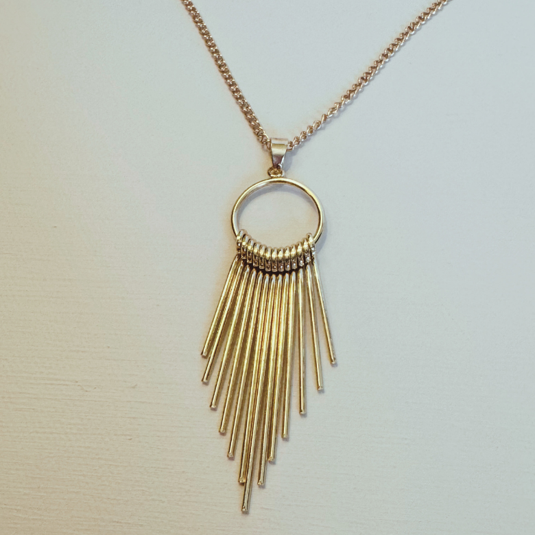 Tassel Pendant Necklace, Gold 18-inches