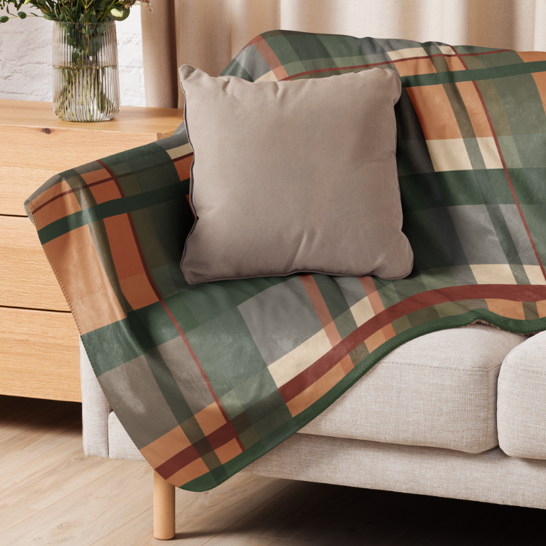 Green Plaid Sherpa Blanket