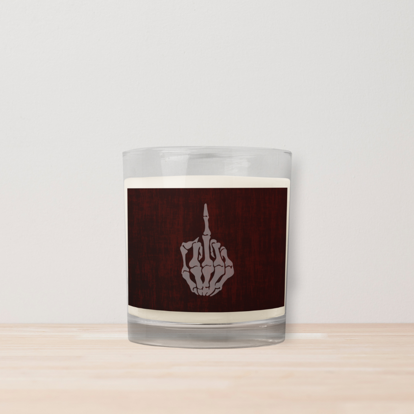 Skeleton Middle Finger Halloween Candle