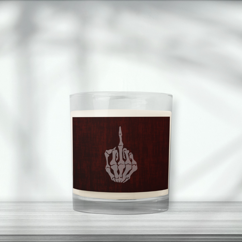 Skeleton Middle Finger Halloween Candle