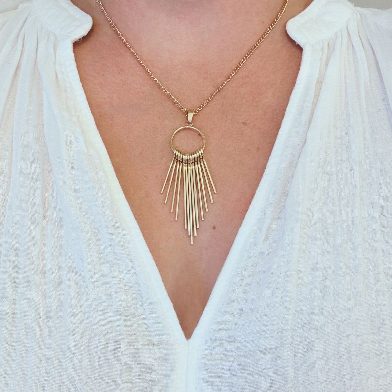 Tassel Pendant Necklace, Gold 18-inches