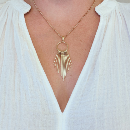 Tassel Pendant Necklace, Gold 18-inches