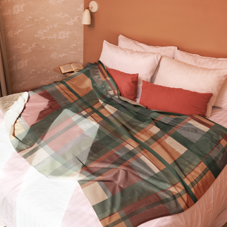 Green Plaid Sherpa Blanket