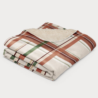 Beige & Green Sherpa Blanket