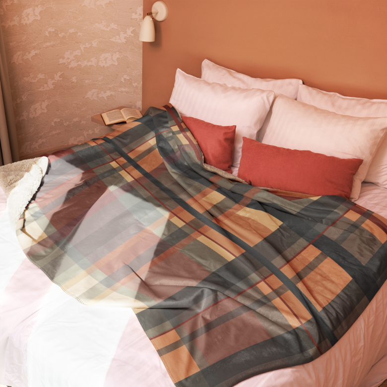 Blue Plaid Sherpa Blanket