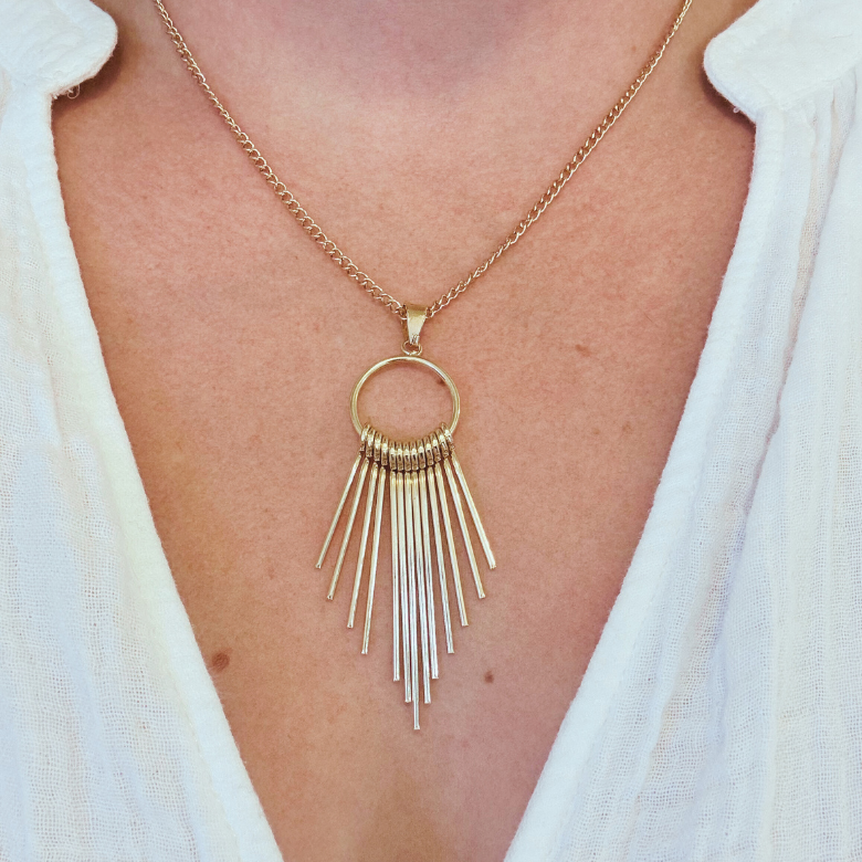 Tassel Pendant Necklace, Gold 18-inches