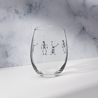 Dancing Skeletons Stemless Wine Glass