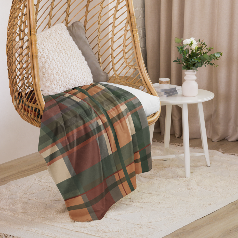 Green Plaid Sherpa Blanket