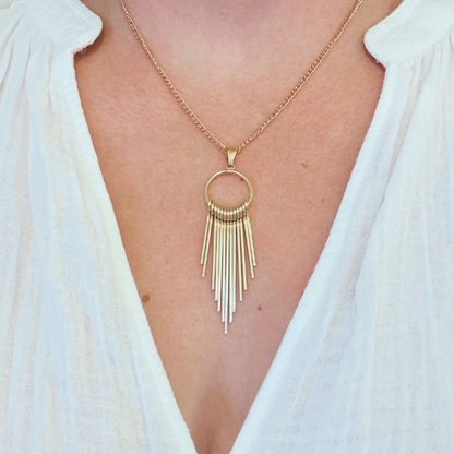Tassel Pendant Necklace, Gold 18-inches