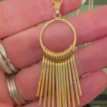 Tassel Pendant Necklace, Gold 18-inches