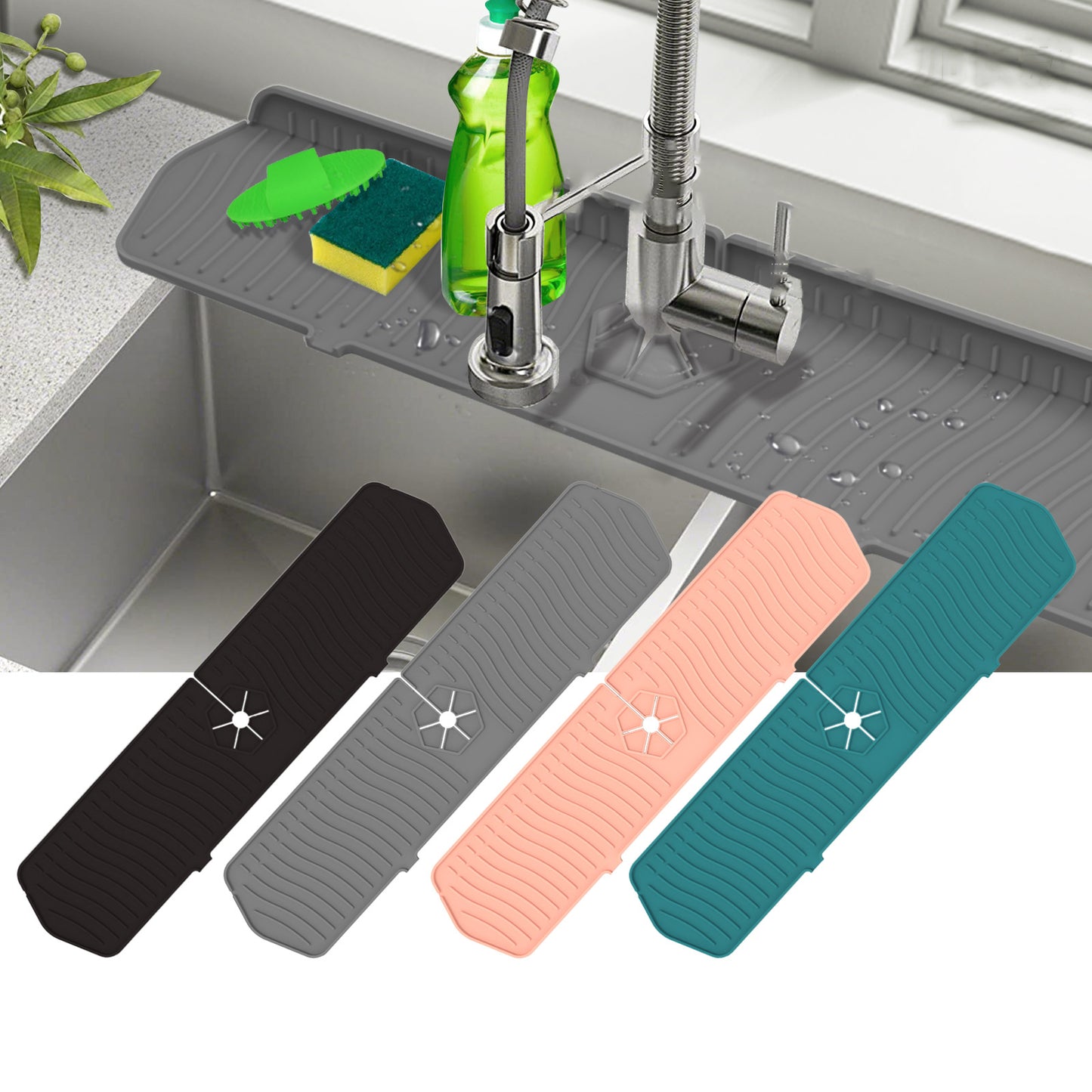 1pc Green Silicone Drain Mat For Family Kitchen Sink, Bathroom