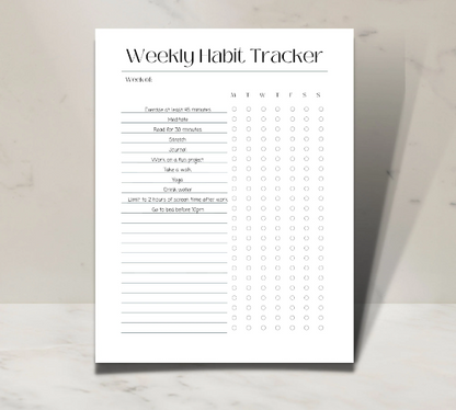 Weekly Habit Tracker: 5 Versions